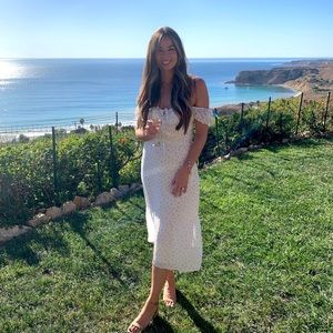 White tea length dress from Hello Molly